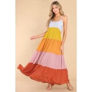 Sweet Lemon Dress Womens 1x Plus Size Tiered Sundress Spaghetti Straps Prairie